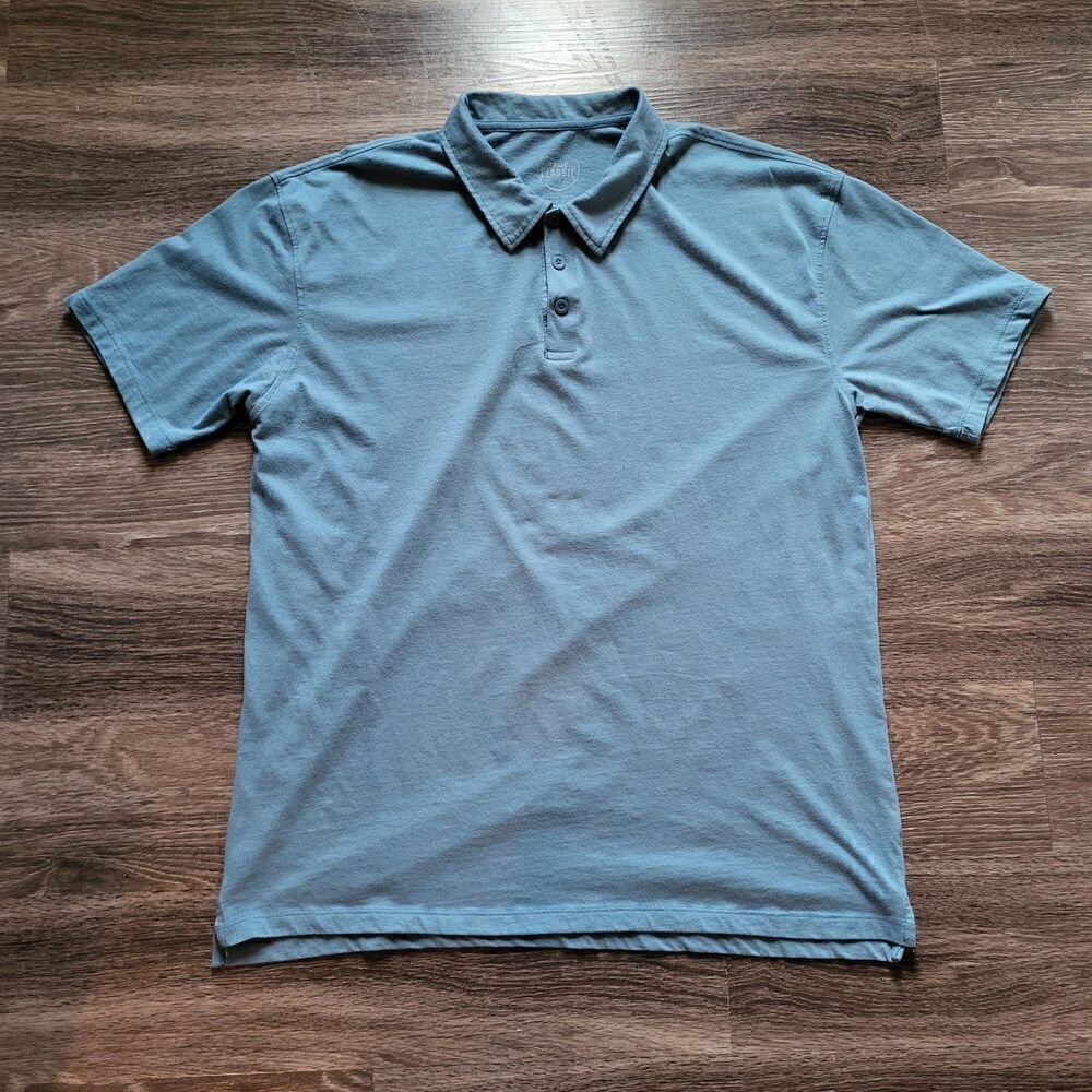 True Classic Men's Short Sleeved Buttoned Polo, Light Blue, Size XX Large XXL